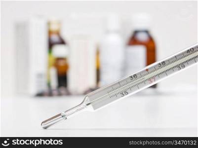 thermometer and a group of drugs