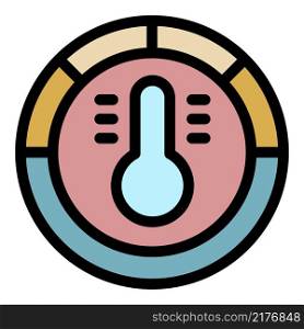Thermometer in a circle icon. Outline thermometer in a circle vector icon color flat isolated. Thermometer in a circle icon color outline vector