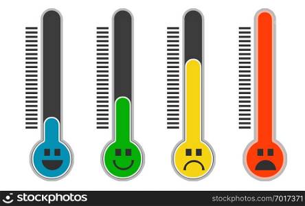 Thermometer with different emotions isolated , 3D rendering