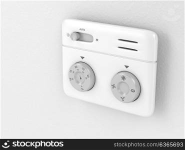 Thermostat on the wall, 3d illustration