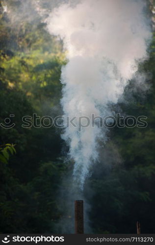 thick smoke pollution on natural background