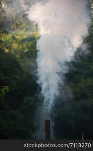 thick smoke pollution on natural background