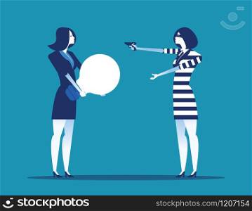 Thief stealing ideas from business person. Concept business vector illustration.