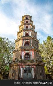 Thien Mu Pagoda in Hue, Vietnam in a summer day
