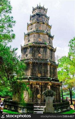 Thien Mu pagoda with Perfume River (Song Huong) in Hue, Vietnam