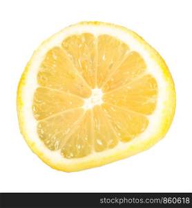 thin slice of fresh lemon isolated on white background