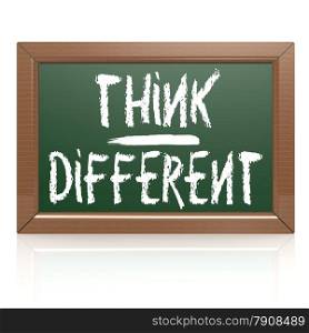 Think Different written with chalk on blackboard image with hi-res rendered artwork that could be used for any graphic design.. Think Different written with chalk on blackboard