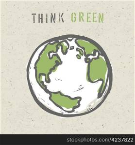 Think green poster design template. Vector, EPS10