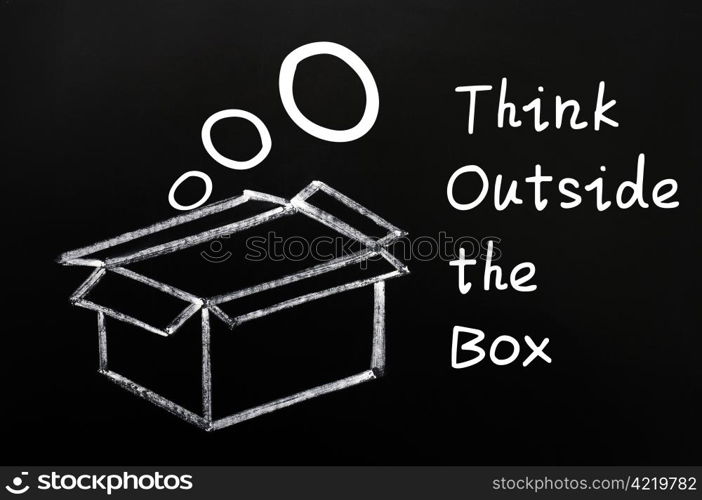 Think outside the box - Concept drawn in chalk on a blackboard