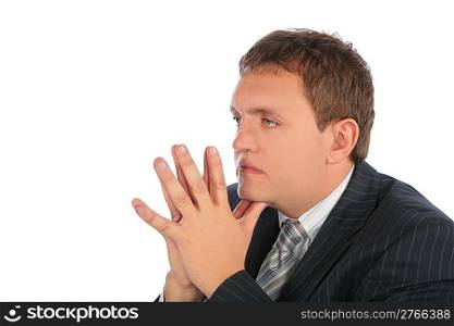 thinking businessman with hands