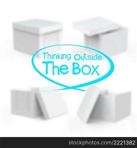 thinking outside the box and blank boxes on white background 