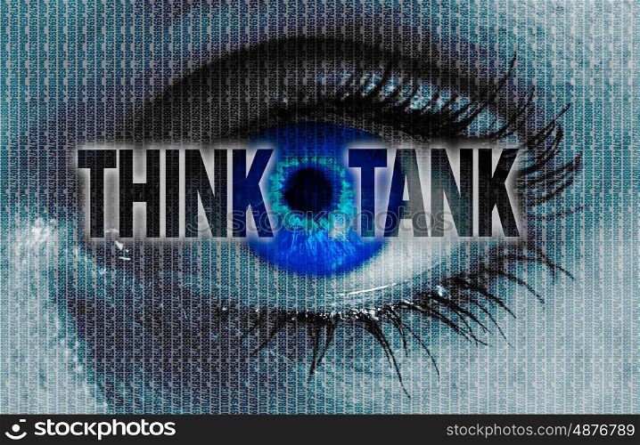 thinktank eye looks at viewer concept background. thinktank eye looks at viewer concept background.