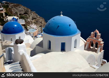 Thira view from the top at the island of Santorini, Greece