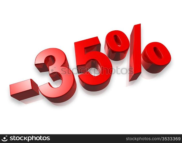 thirty five percent 3D number isolated on white - 35%. 35% thirty five percent