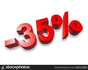 thirty five percent 3D number isolated on white - 35%. 35% thirty five percent