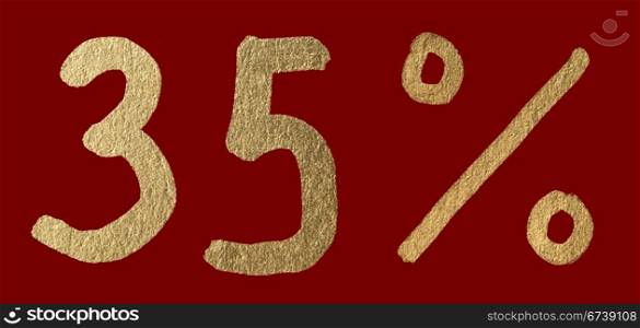 Thirty-five percent discount shiny digits. 35 and % symbols over red