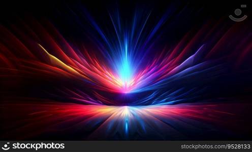 This abstract neon colors lighting effect on black background is a great choice for modern technology designs. Generative AI
