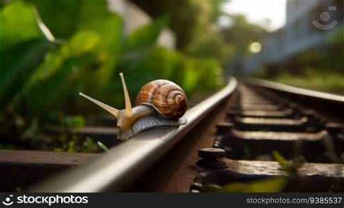 This captivating closeup photograph captures the delicate beauty of a snail gracefully positioned on a rail. The intricate details of its shell and the subtle textures of its body are showcased in exquisite detail. The contrast between the snail’s tiny form and the solid rail creates a sense of wonder and curiosity. This photo invites viewers to appreciate the enchanting world of these fascinating creatures and encourages a moment of contemplation and appreciation for the wonders of nature.