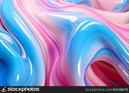 This glossy oily fluid pattern is a vibrant and dynamic image. It features colorful splashes of paint and ripples in the water. The image would be perfect for a variety of projects, such as website backgrounds. Generative AI