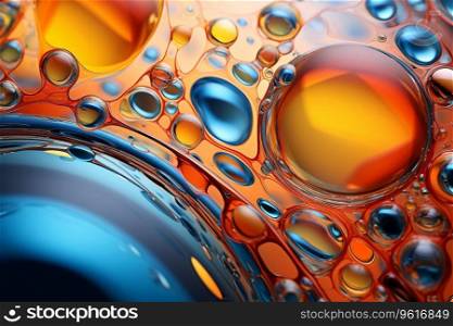 This glossy oily fluid pattern is a vibrant and dynamic image. It features colorful splashes of paint and ripples in the water. The image would be perfect for a variety of projects, such as website backgrounds. Generative AI
