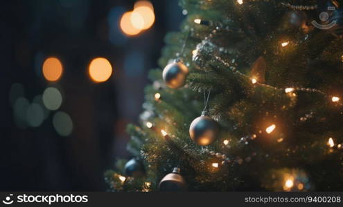 This high-resolution 8k photo captures the beauty of a Christmas tree up close, adorned with twinkling bokeh lights and with plenty of empty space for adding your own holiday message or branding. The tree&rsquo;s needles and ornaments are in sharp focus, while the background is soft and blurred, creating a dreamy and festive atmosphere. Use this image to create social media graphics, holiday greeting cards, website banners, or any other digital or print materials that need a touch of holiday cheer.
