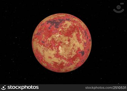 This image represent a generic lava planet or earth formation. It is a realistic 3d illustration