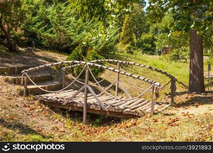 This is a shot of an old wooden footbridge on an early Fall morning.