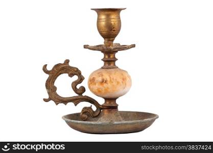 This is a vintage candlestick. And this object used. On the white background
