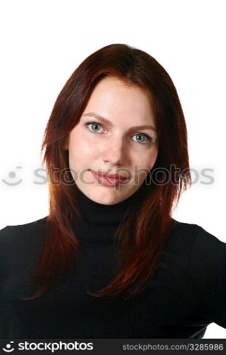 This is portrait of a beautiful redhead girl