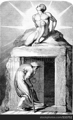 This life is a dream and death an awakening, vintage engraved illustration. Magasin Pittoresque 1853.