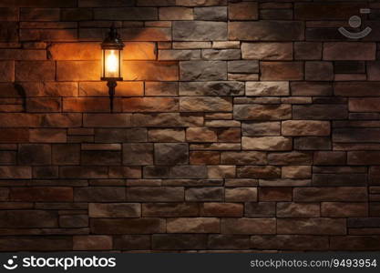 This photo of an old brick wall with incandescent bulbs is a perfect ex&le of vintage industrial style. Generative AI