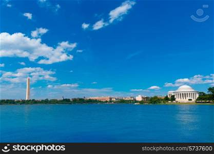 Thomas Jefferson and Washington memorial in District of Columbia USA