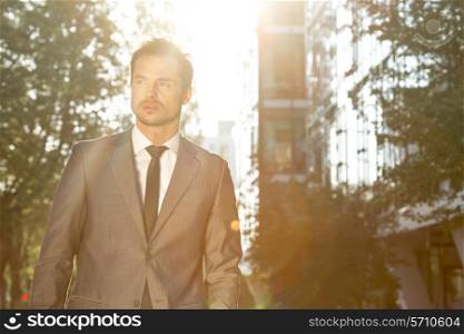 Thoughtful businessman outdoors