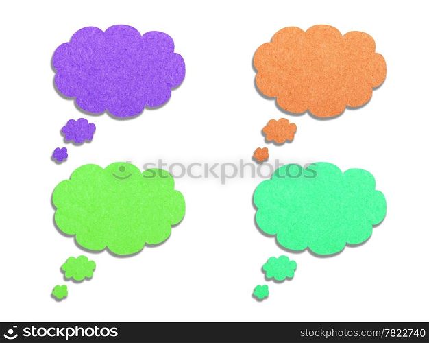 Thoughts form of clouds, from the old paper; isolated on white background.