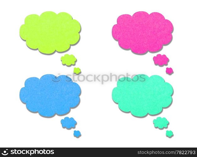 Thoughts form of clouds, from the old paper; isolated on white background.