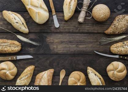 thread knives near bread