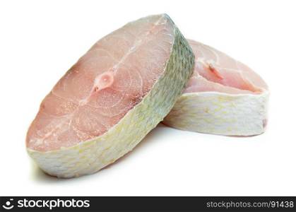 Threadfin fish fillet isolated on white background