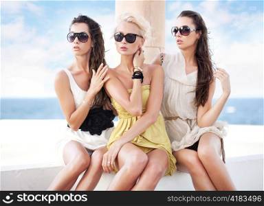 Three adorable women on vacation day