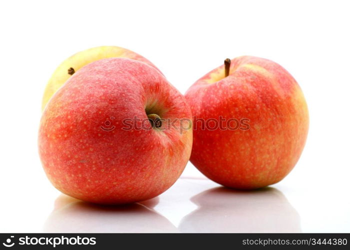 three apple isolated on white background