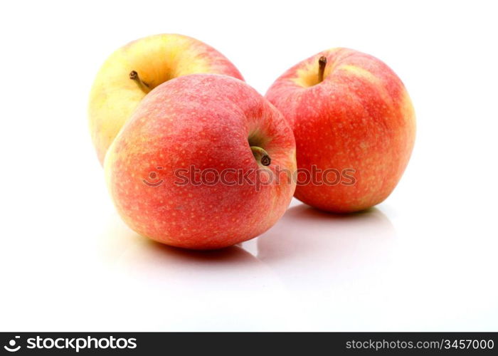 three apple isolated on white background