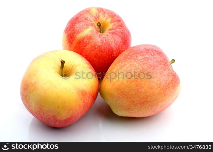 three apple isolated on white background