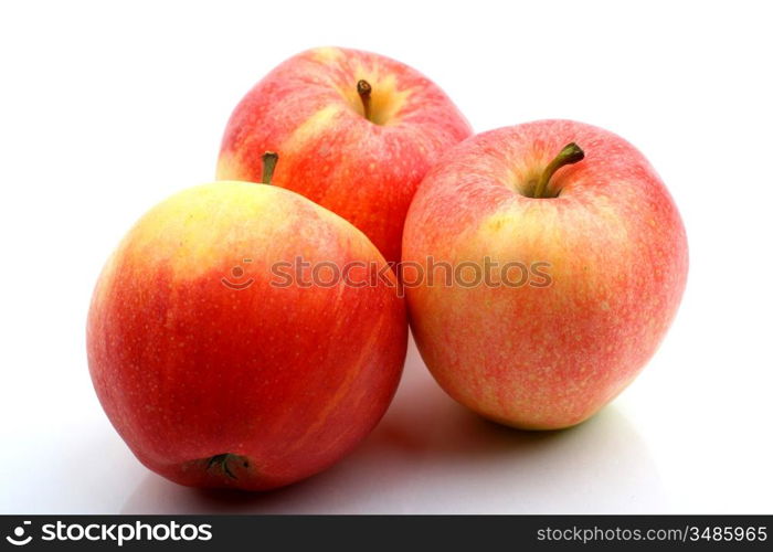 three apple isolated on white background