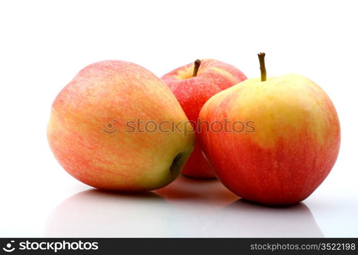 three apple isolated on white background