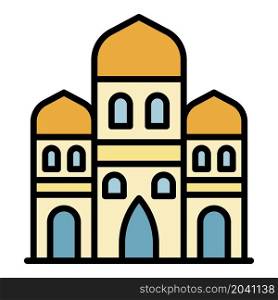 Three arab towers icon. Outline three arab towers vector icon color flat isolated. Three arab towers icon color outline vector