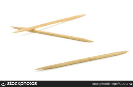 Three bamboo toothpicks isolated on white