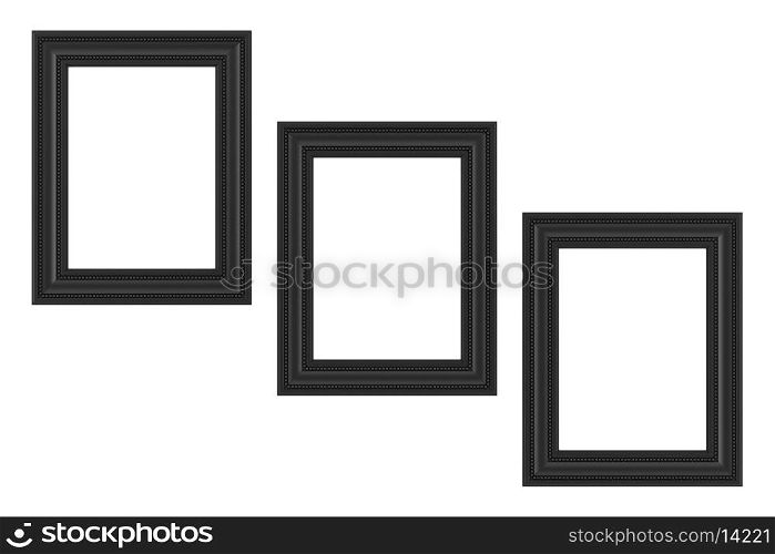 three black frames isolated on white background