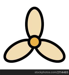 Three blade fan icon. Outline three blade fan vector icon color flat isolated. Three blade fan icon color outline vector