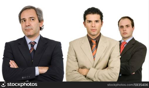 three business men portrait isolated on white, studio picture