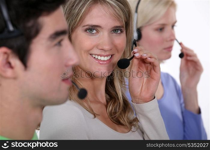 three call-center workers