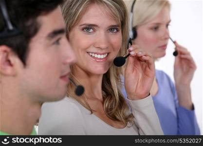 three call-center workers